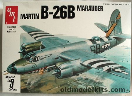 AMT-Matchbox 1/72 Martin B-26B Marauder - 544th BS 386 BG USAF (UK) 1943/44 or South African Air Force Marauder II No. 24 Sq (Italy) 1943/44, 7129 plastic model kit